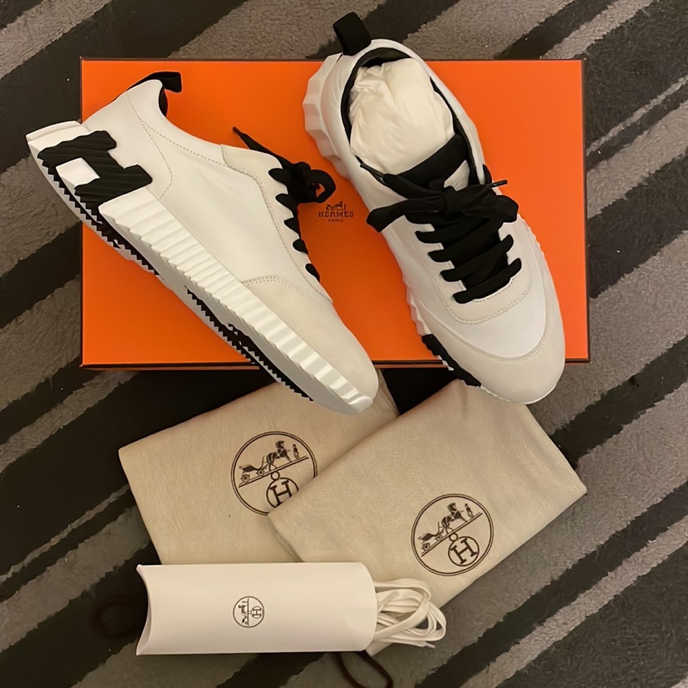 Authentic Hermes Classic H logo Leather sneakers - Picture 2 of 14